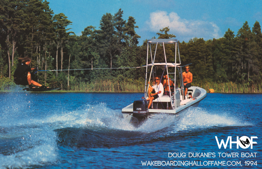 doug dukane wakeboarding photographer fishing boat with tower