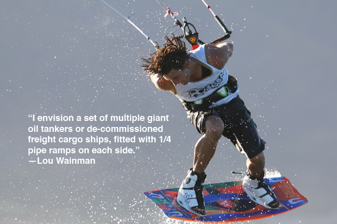 Lou Wainman wakestyle. Kiteboarding Legend